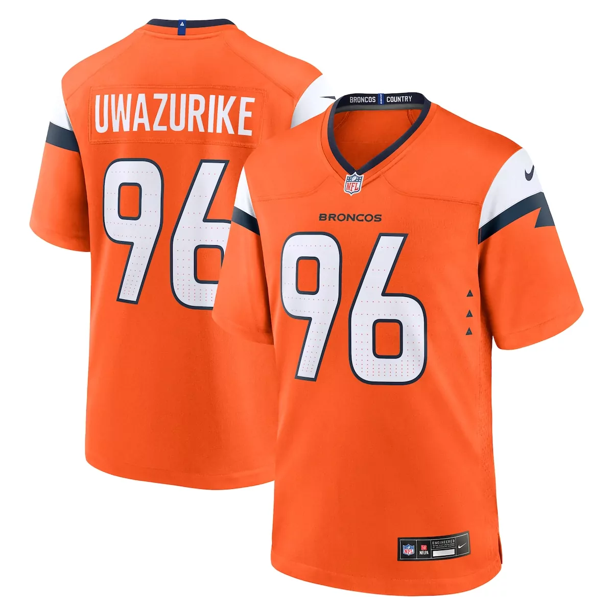 denver broncos eyioma uwazurike orange team game jersey r7r