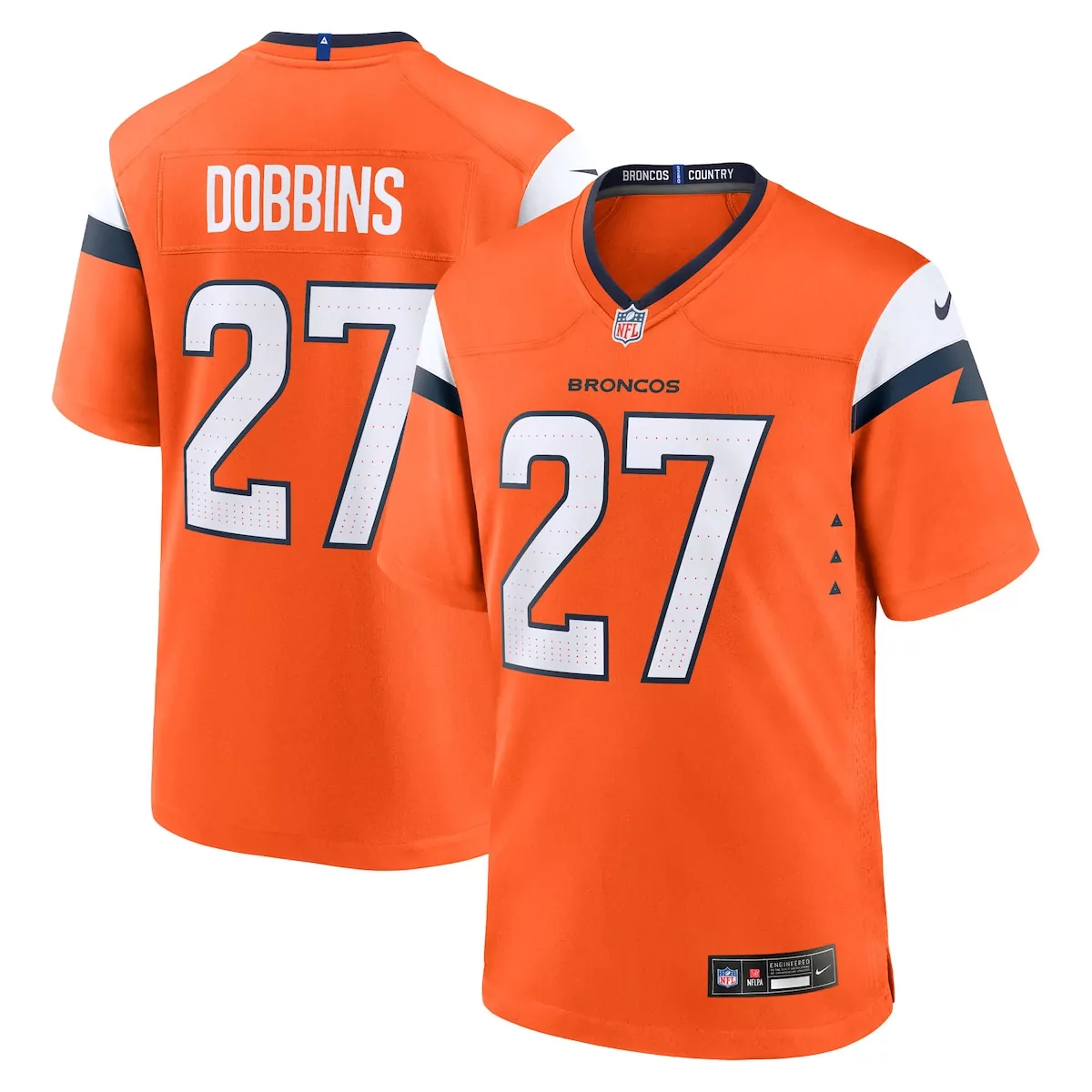 denver broncos j k dobbins orange team game jersey ttc