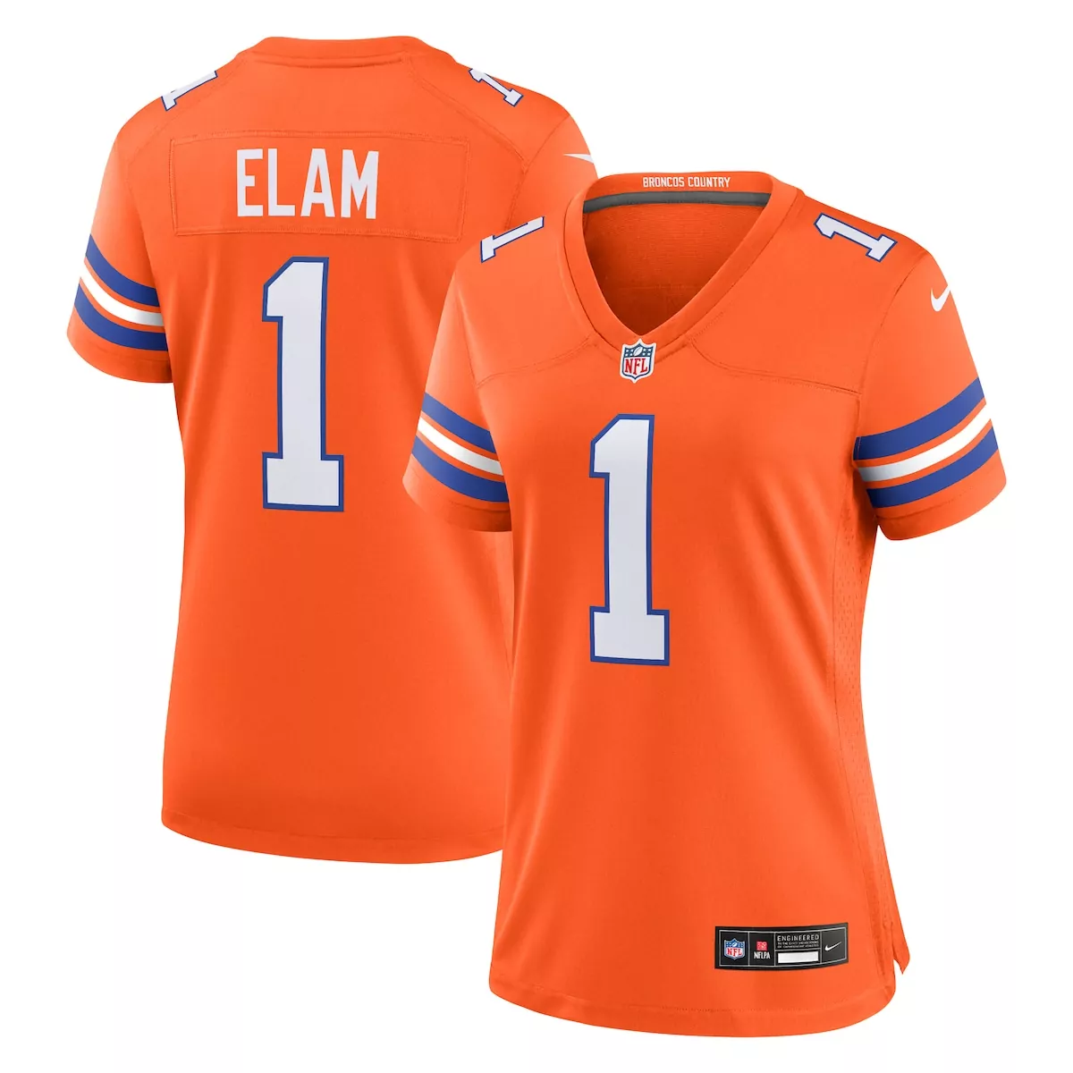 denver broncos jason elam orange mile high collection 1977 throwback retired player game jersey