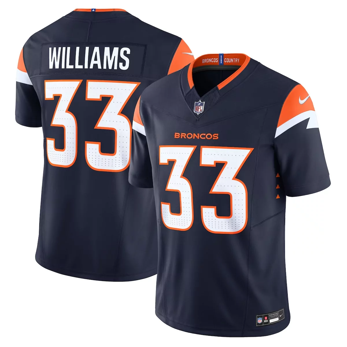 denver broncos javonte williams navy mile high collection vapor f u s e limited jersey