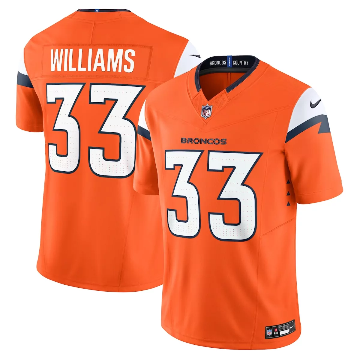denver broncos javonte williams orange mile high collection vapor f u s e limited jersey 614