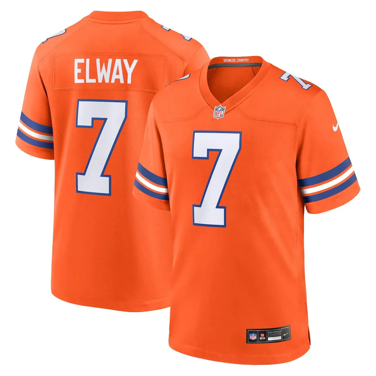 denver broncos john elway orange mile high collection 1977 throwback player game jersey