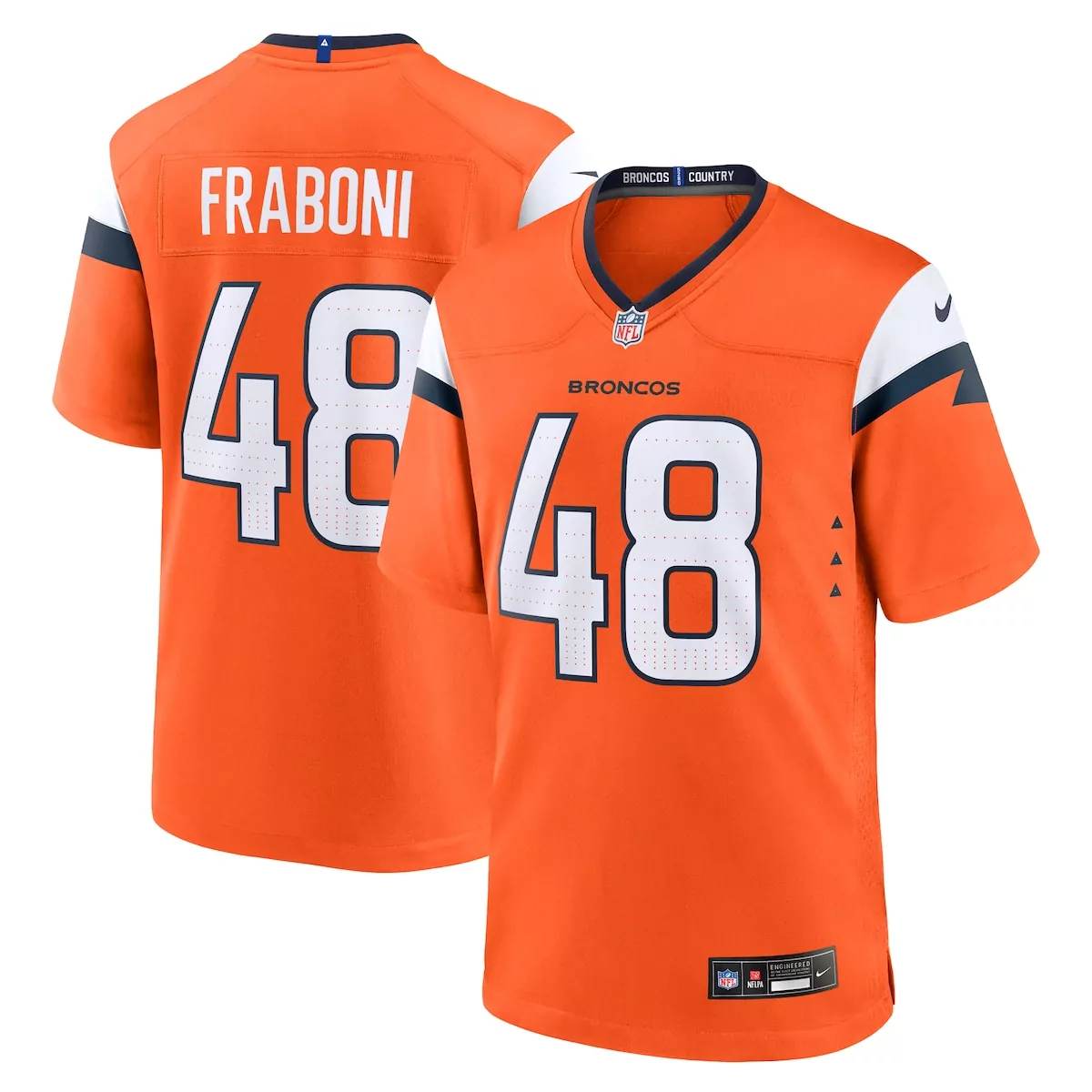 denver broncos mitchell fraboni orange team game jersey i