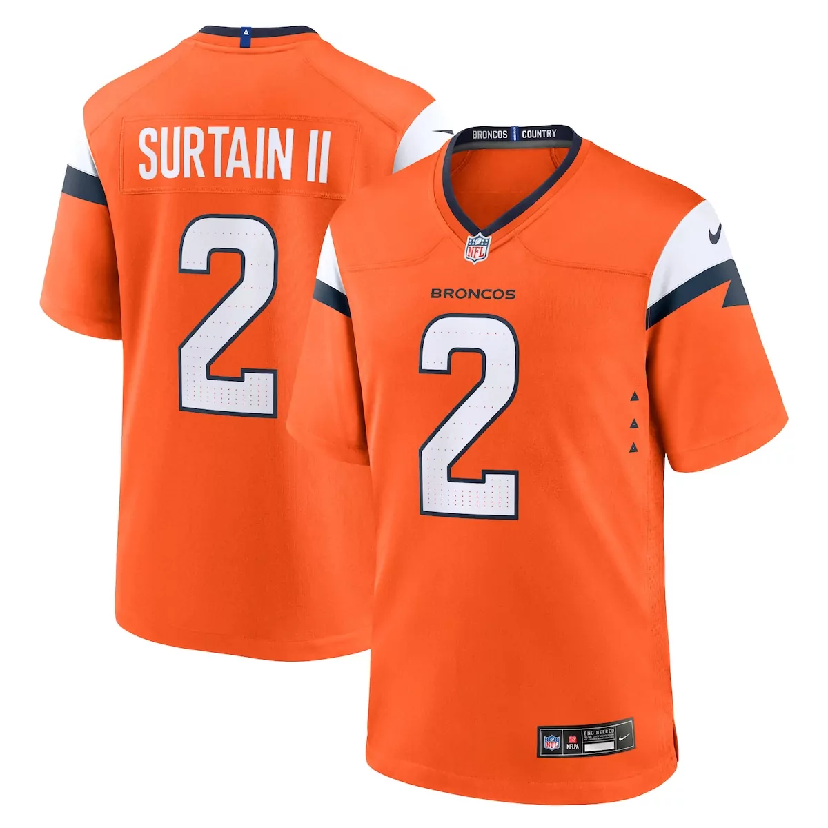 denver broncos patrick surtain ii orange mile high collection 1977 throwback player game jersey 9l3