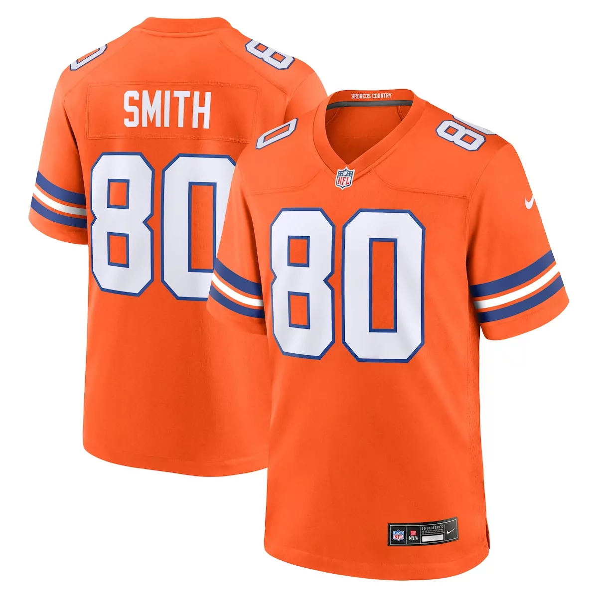 denver broncos rod smith orange mile high collection 1977 throwback retired player game jersey