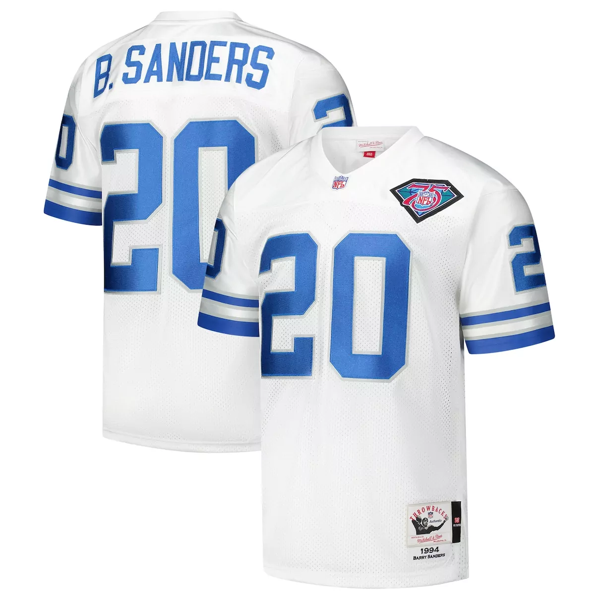 detroit lions 1993 barry sanders blue throwback retired player jersey mi7