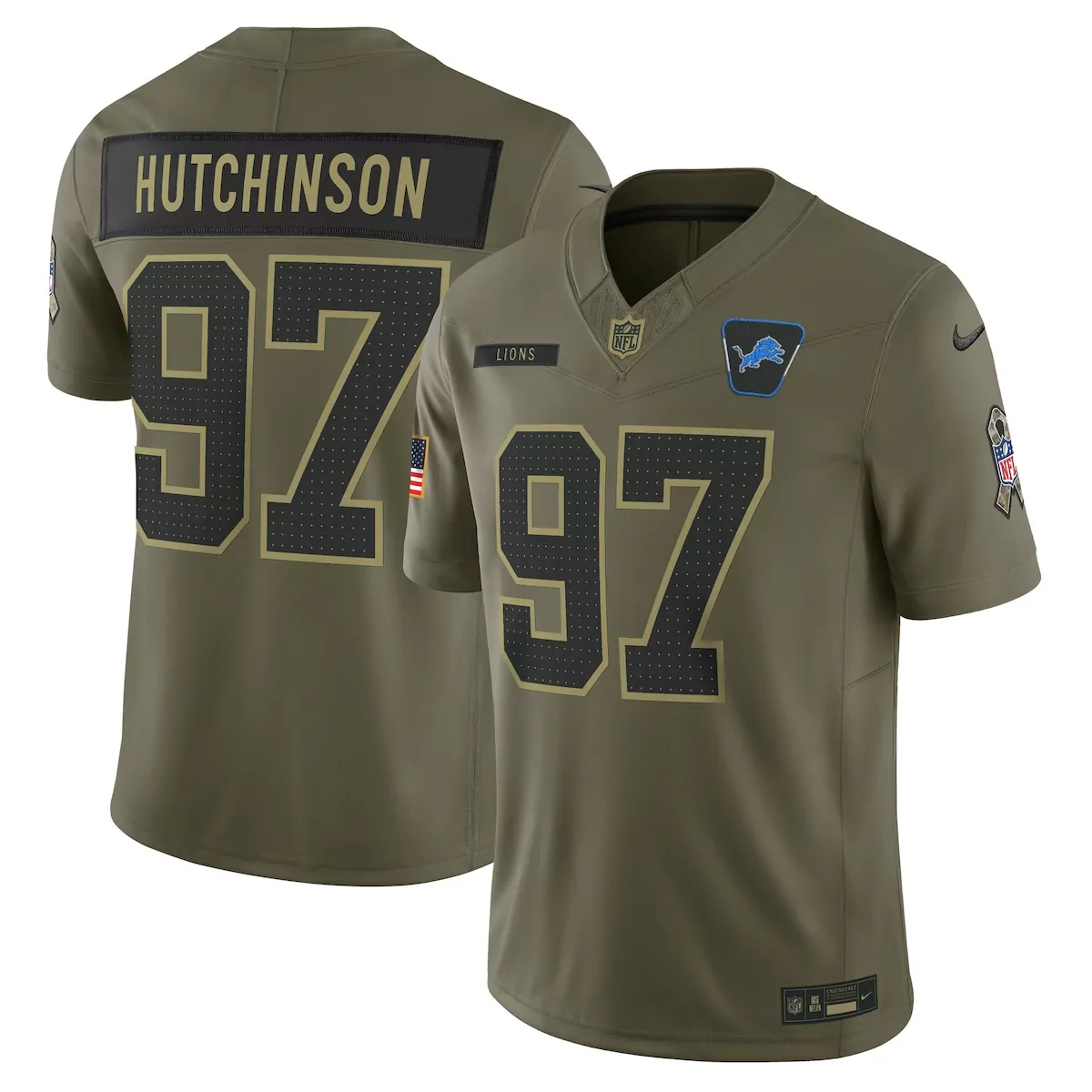 detroit lions aidan hutchinson blue vapor f u s e elite jersey