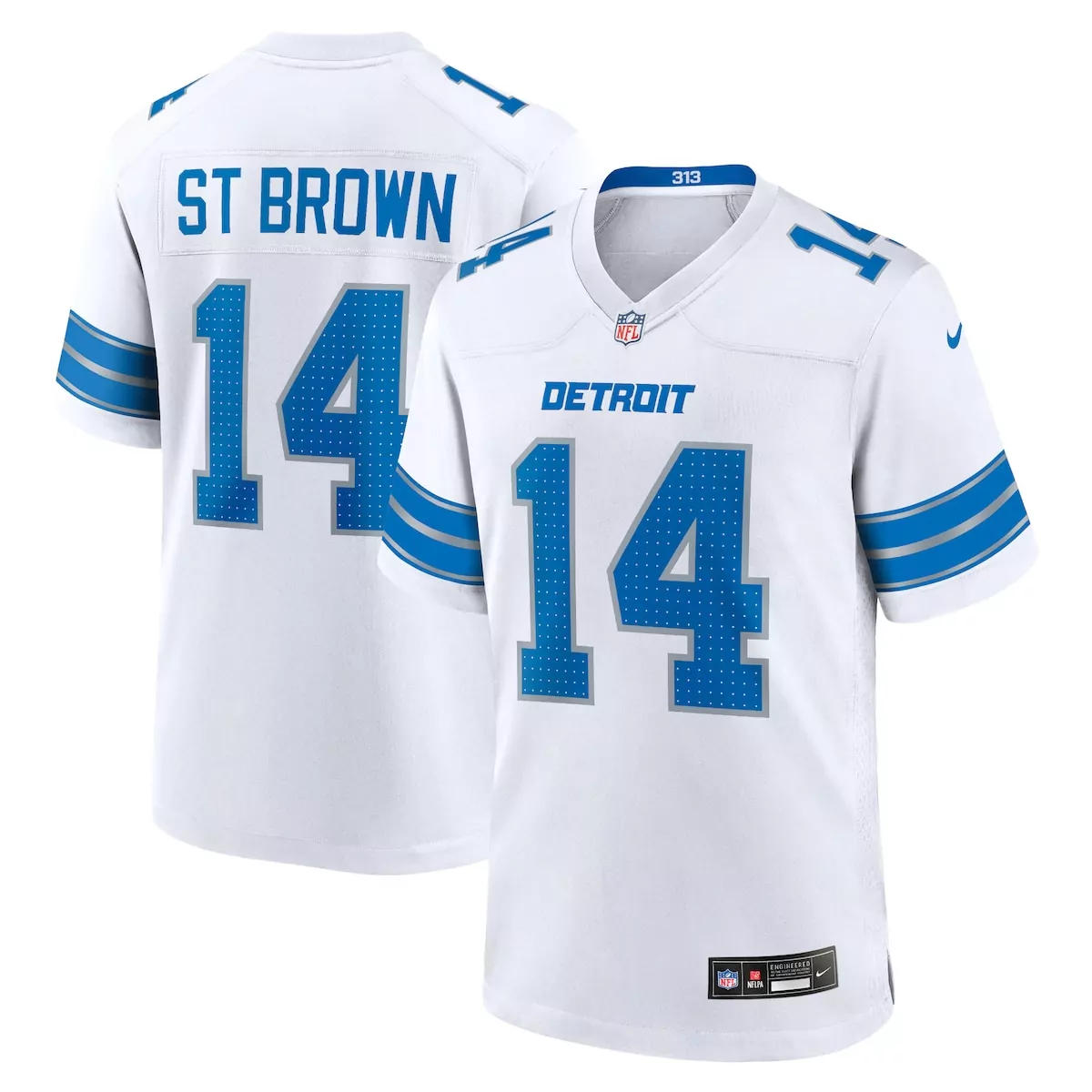 detroit lions amon ra st brown white game jersey