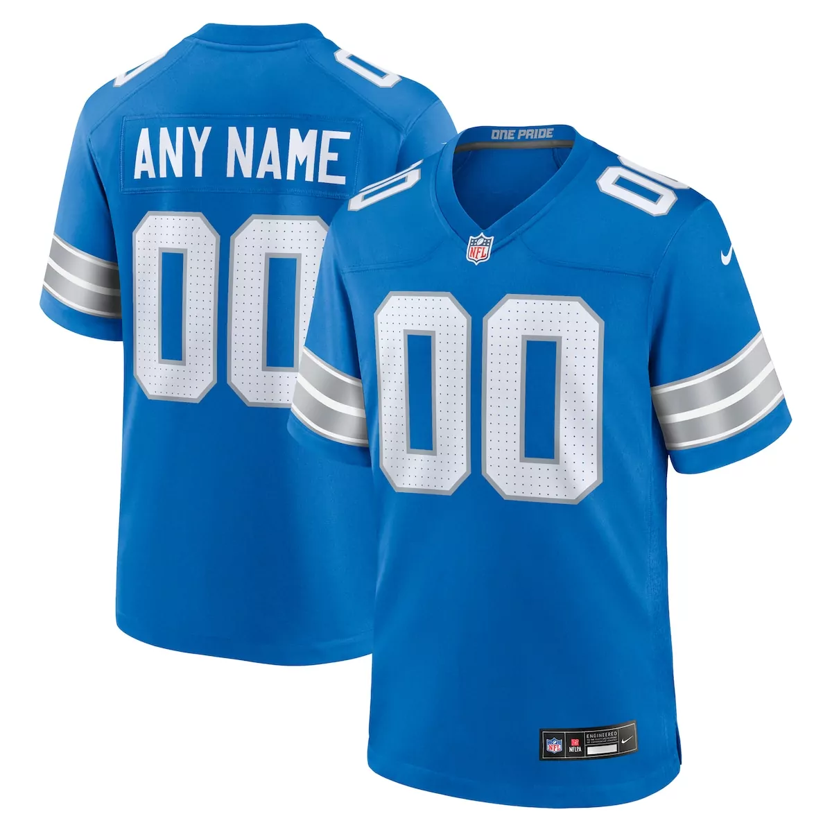 detroit lions blue custom game jersey