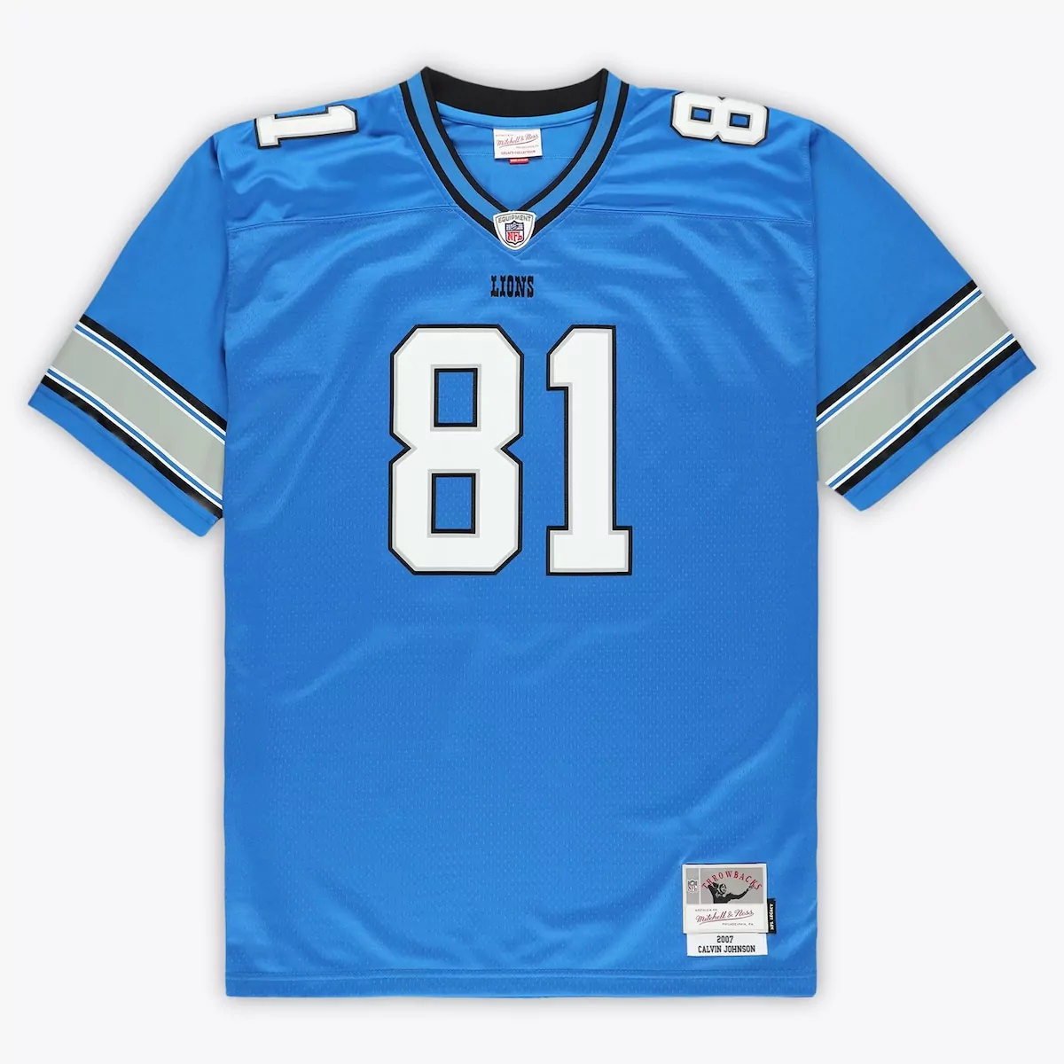 detroit lions calvin johnson blue 2007 throwback retired player jersey