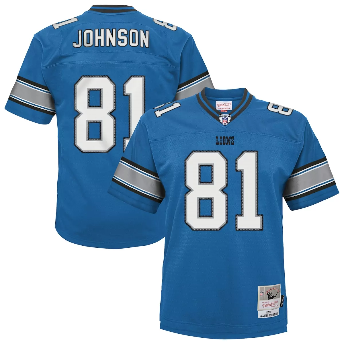 detroit lions calvin johnson blue 2007 throwback retired player jersey