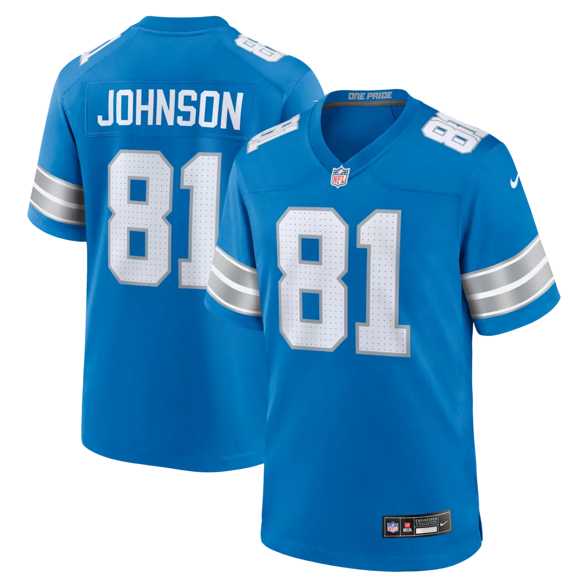 detroit lions calvin johnson blue 2007 throwback retired player jersey