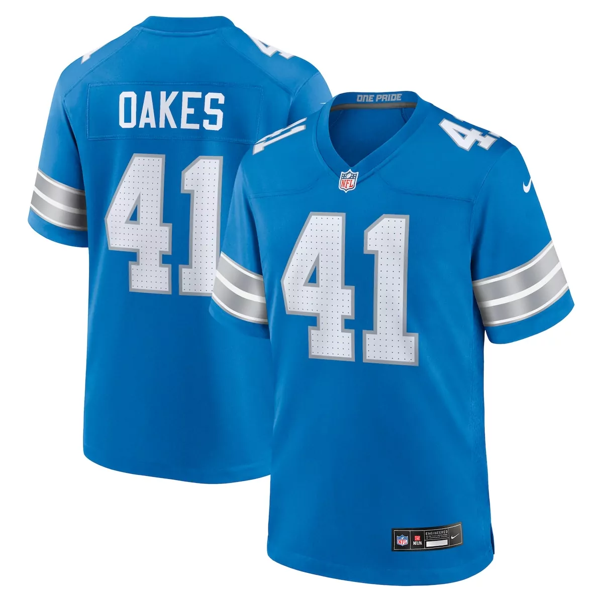 detroit lions gunnar oakes blue team game jersey l61
