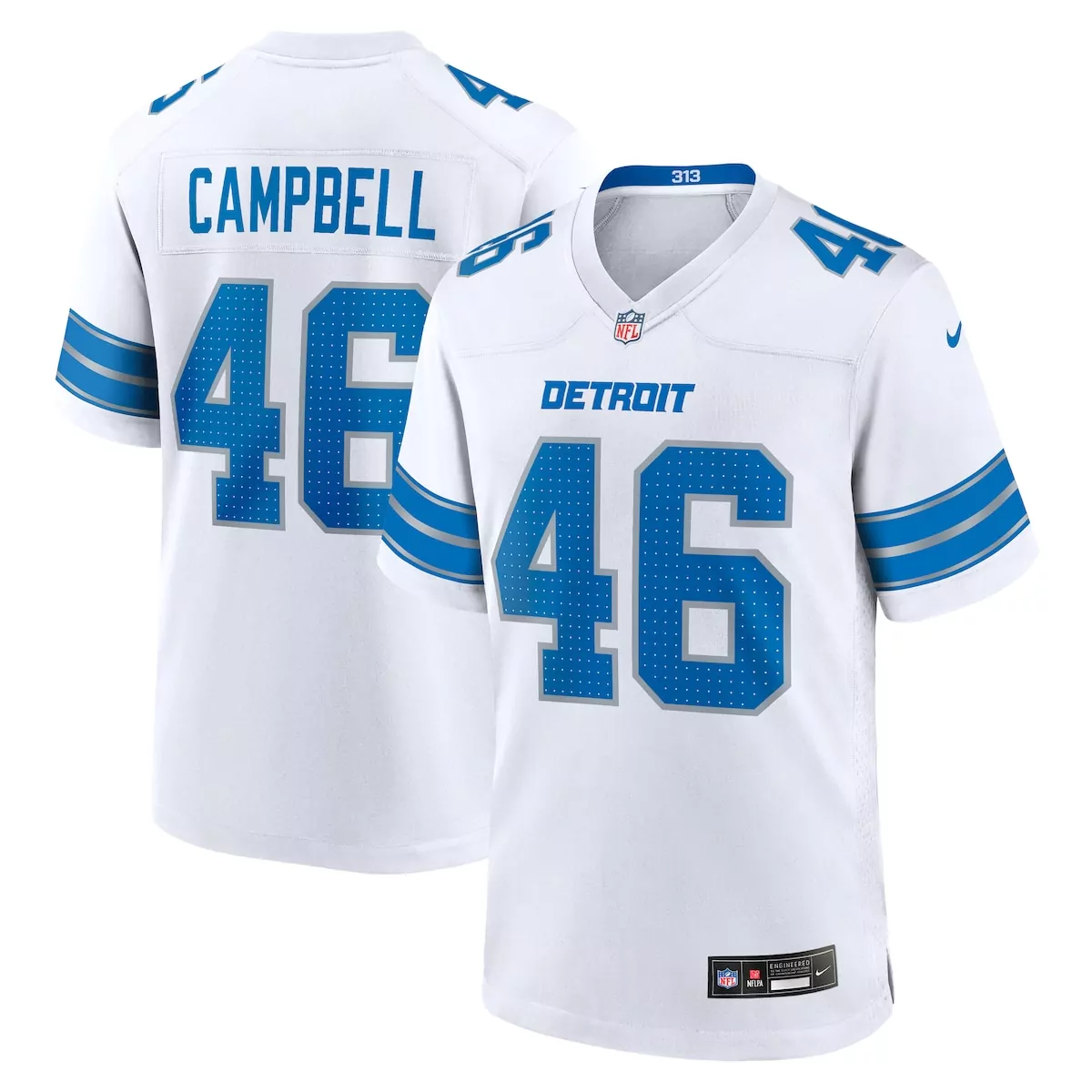 detroit lions jack campbell white white game jersey