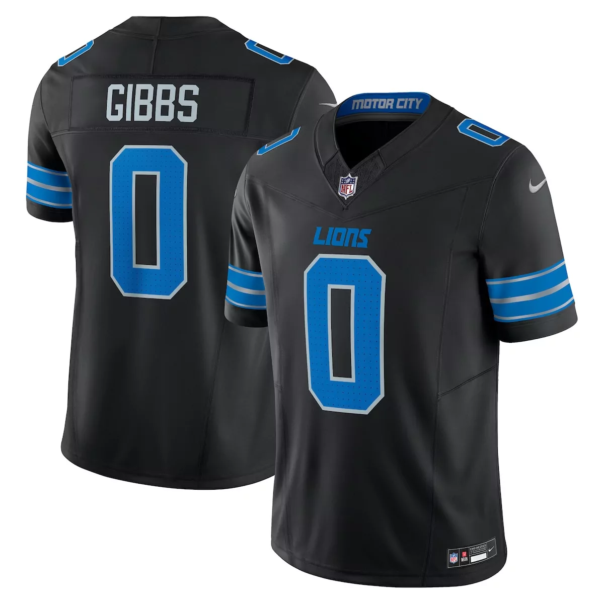 detroit lions jahmyr gibbs black 2nd alternate vapor f u s e limited jersey