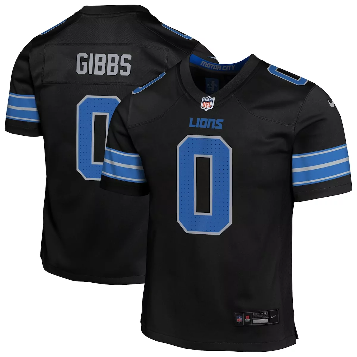 detroit lions jahmyr gibbs black 2nd alternate vapor f u s e limited jersey