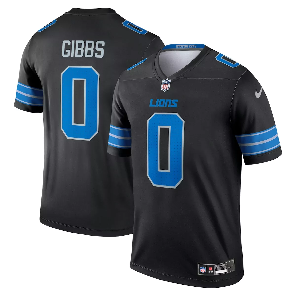 detroit lions jahmyr gibbs black 2nd alternate vapor f u s e limited jersey