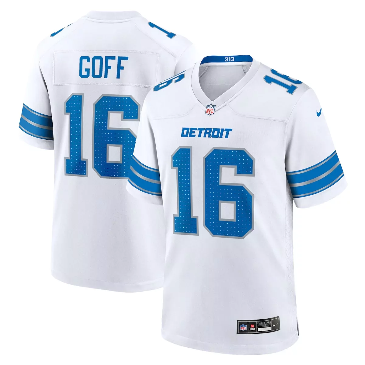 detroit lions jared goff white game jersey