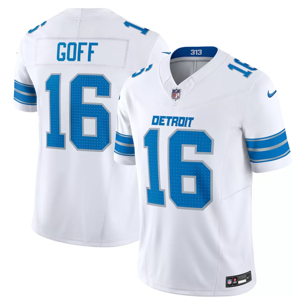 detroit lions jared goff white game jersey