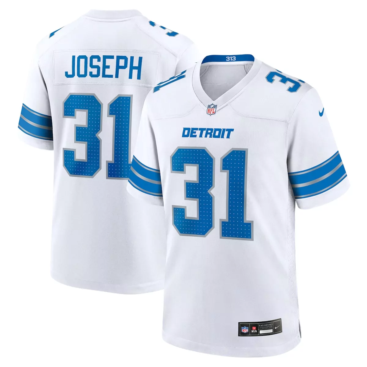 detroit lions kerby joseph blue team game jersey
