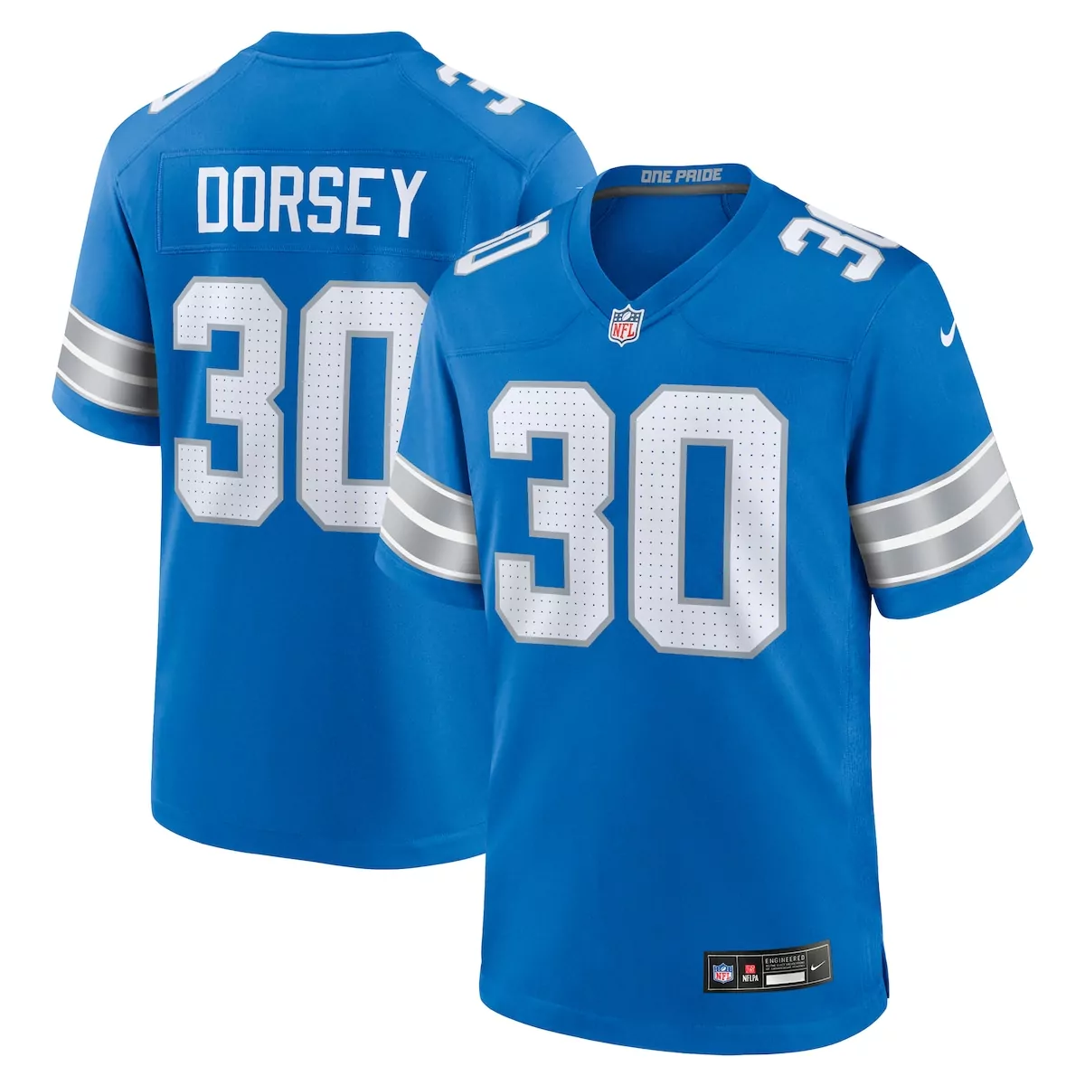 detroit lions kerby joseph blue team game jersey