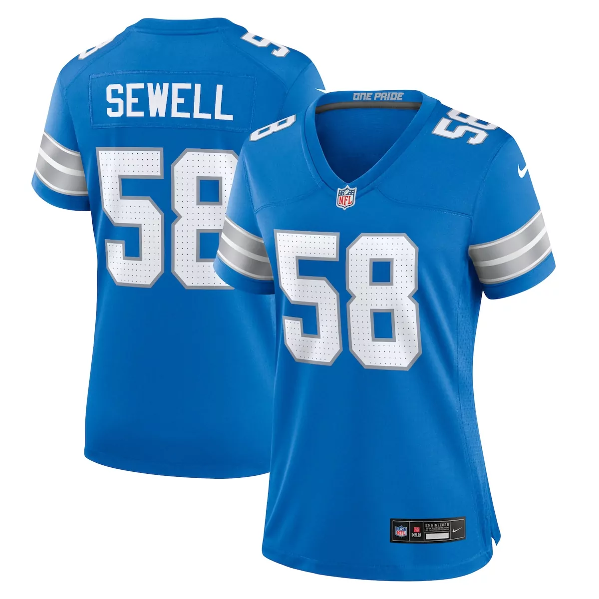detroit lions penei sewell blue game jersey evg
