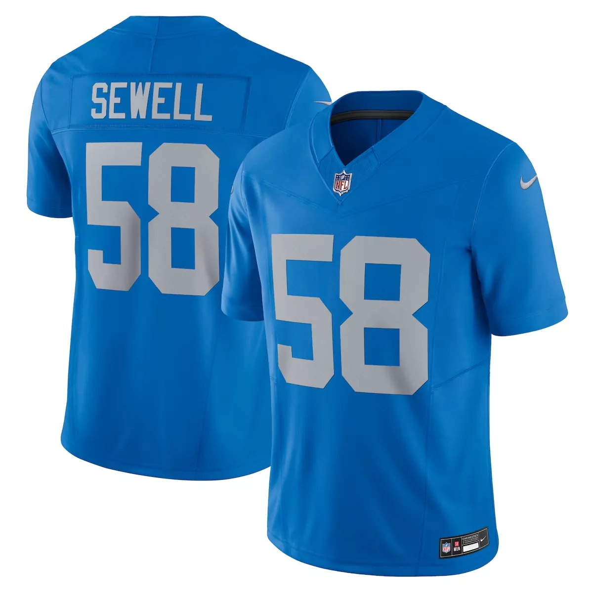 detroit lions penei sewell blue game jersey evg