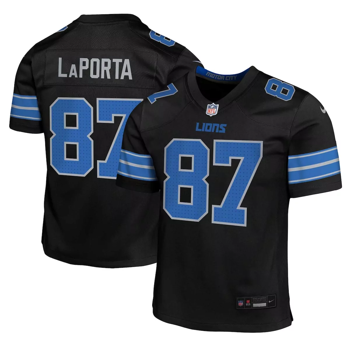 detroit lions sam laporta black 2nd alternate game jersey