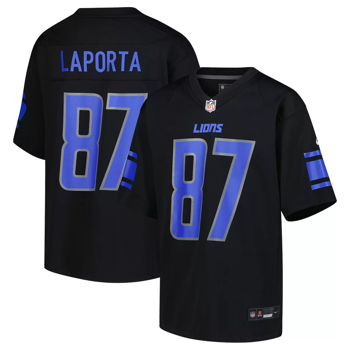 detroit lions sam laporta black 2nd alternate game jersey