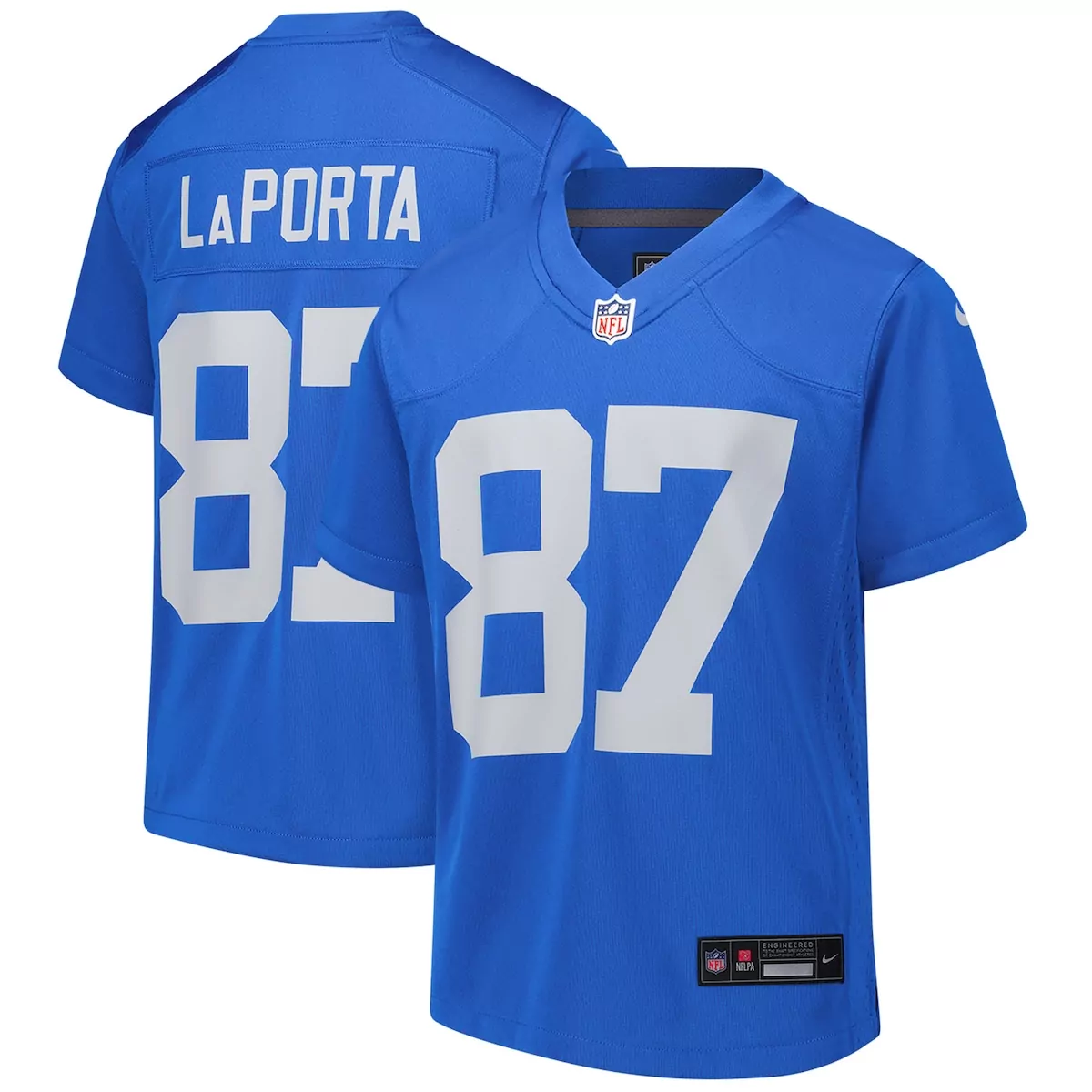 detroit lions sam laporta blue game jersey g4c