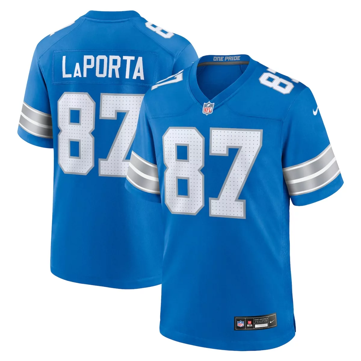 detroit lions sam laporta blue game jersey g4c