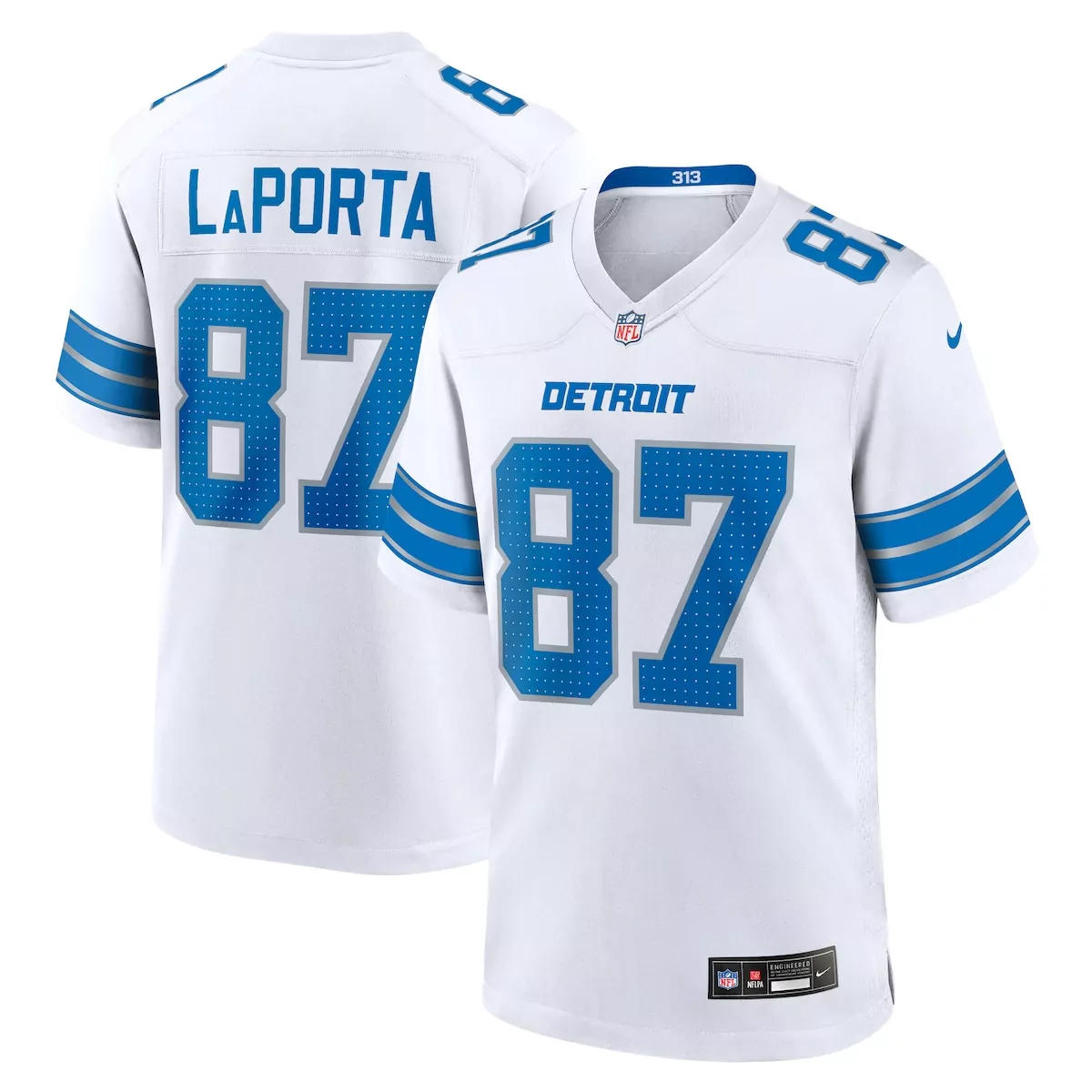 detroit lions sam laporta blue game jersey g4c