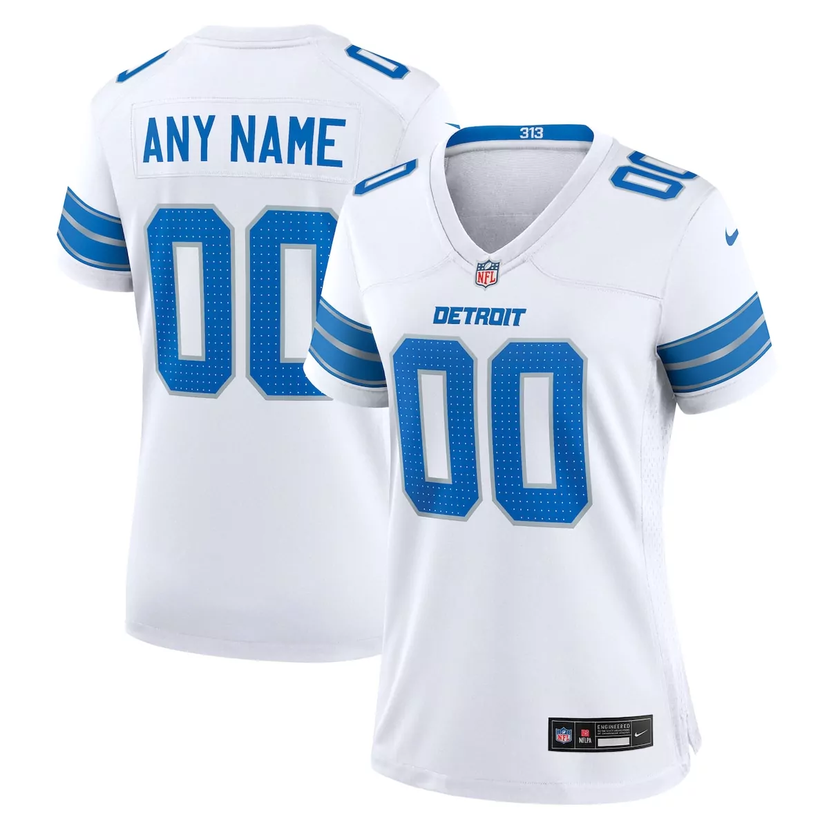 detroit lions white custom game jersey zbr