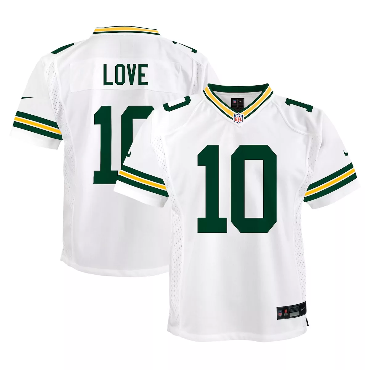 green bay packers jordan love white game jersey lyu