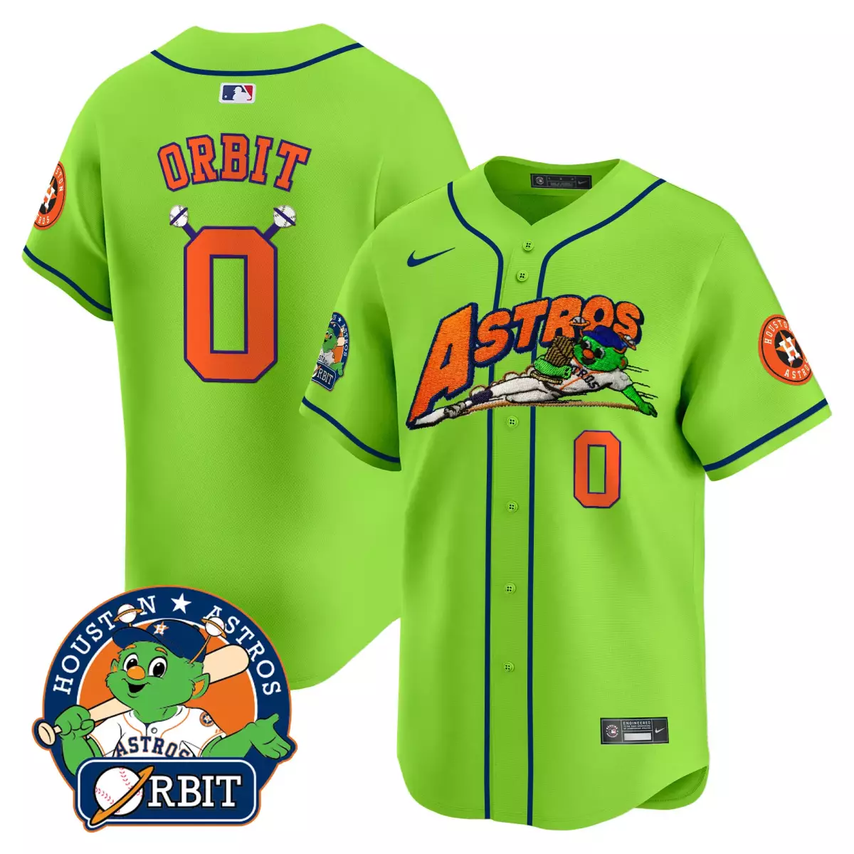 houston astros 0 orbit olive green jersey orbit patch vapor premier limited v4 all stitched