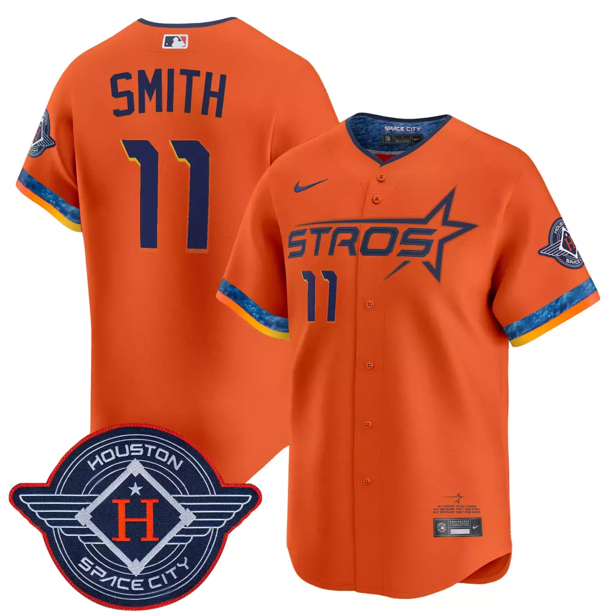 houston astros 11 smith orange jersey 2025 city connect vapor premier limited all stitched mbd