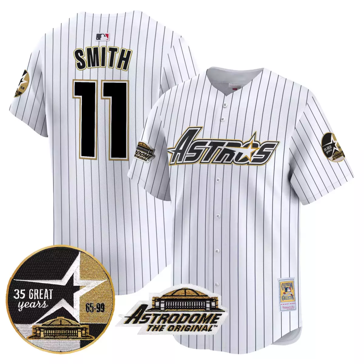 houston astros 11 smith white jersey 1999 throwback 35th astrodome patch vapor premier limited v3 all stitched