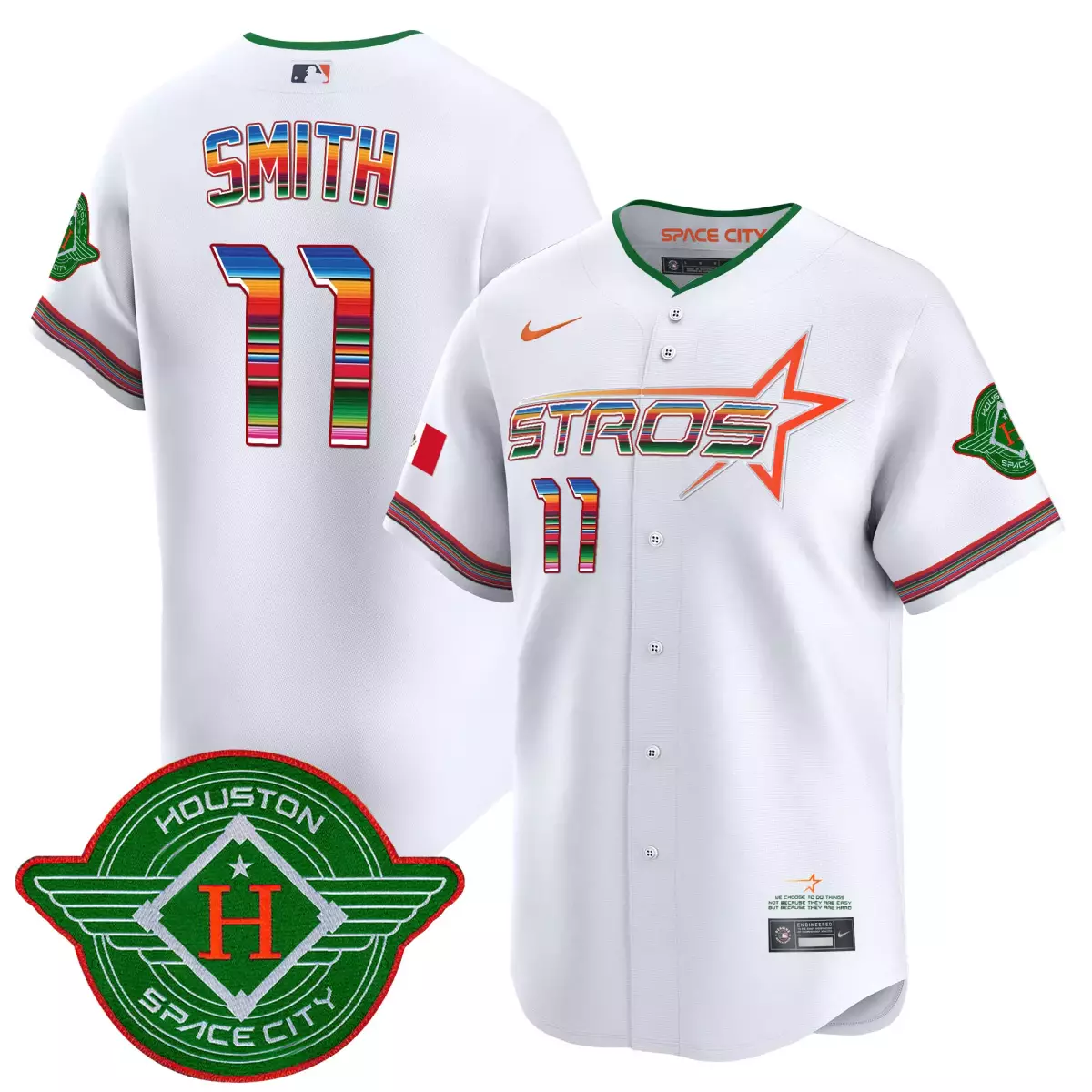 houston astros 11 smith white jersey 1999 throwback 35th astrodome patch vapor premier limited v3 all stitched