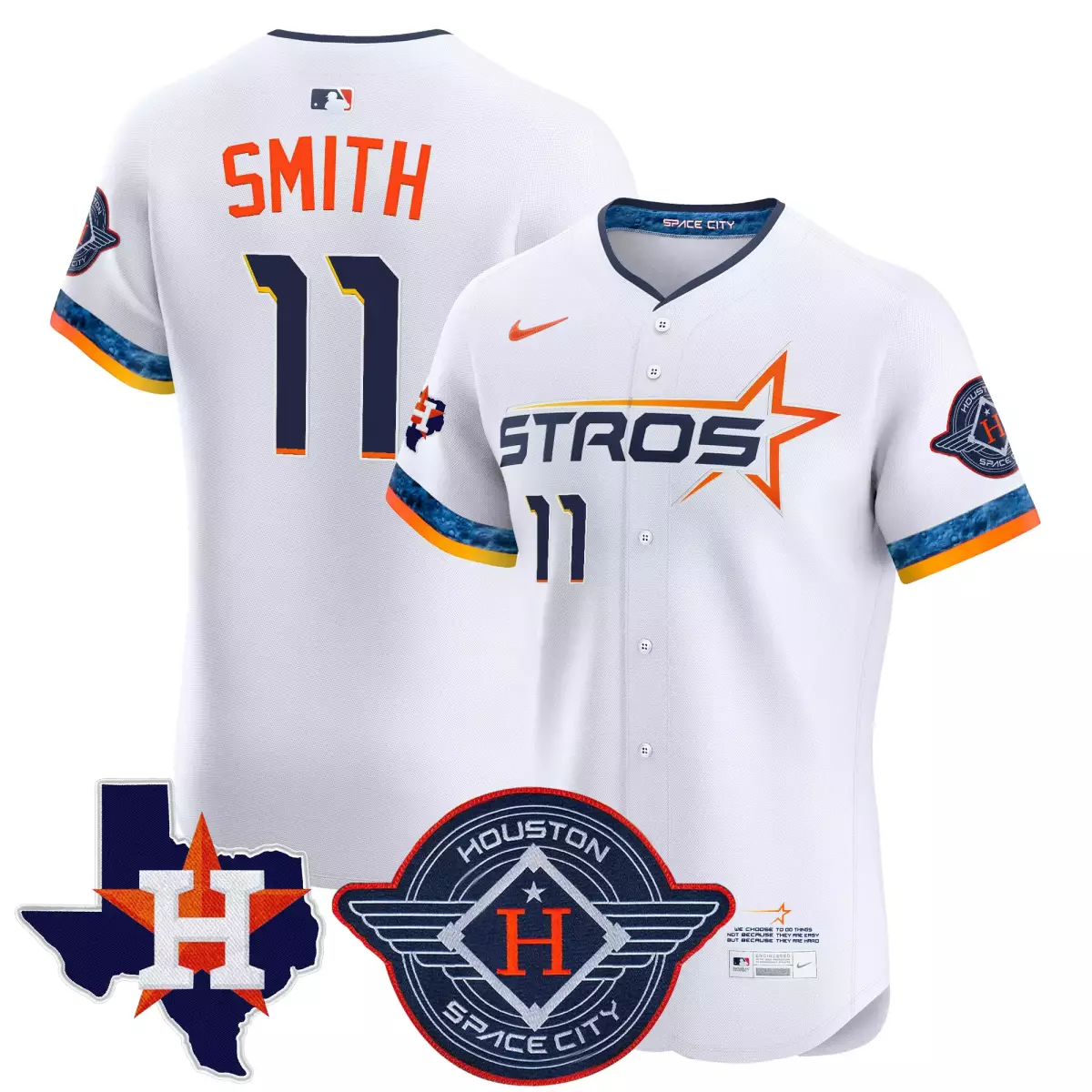 houston astros 11 smith white jersey 1999 throwback 35th astrodome patch vapor premier limited v3 all stitched