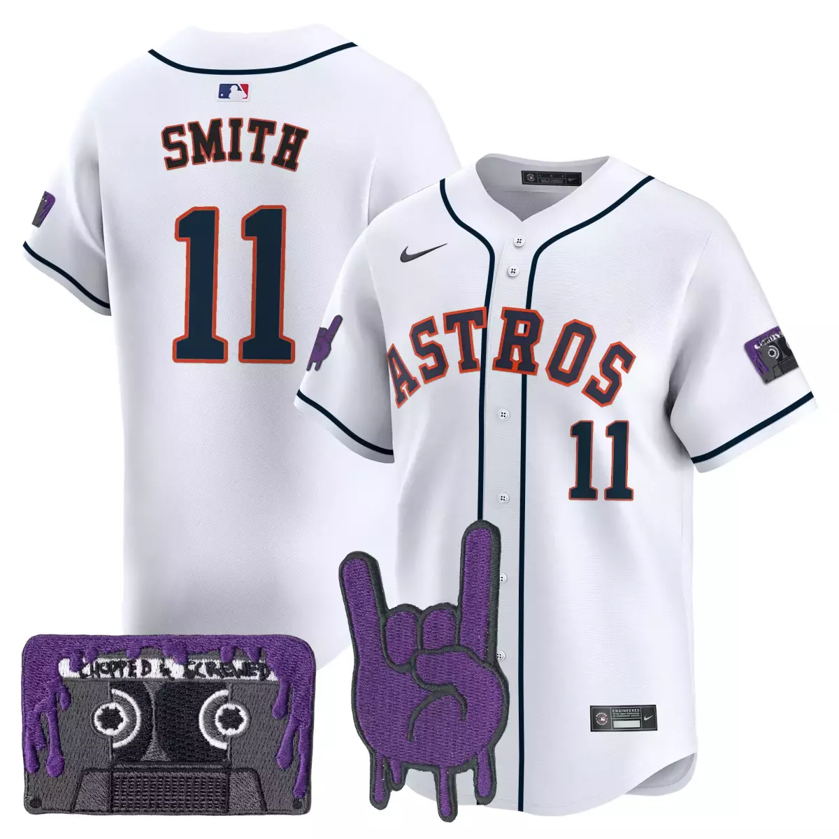 houston astros 11 smith white jersey dj screw patch vapor premier limited all stitched