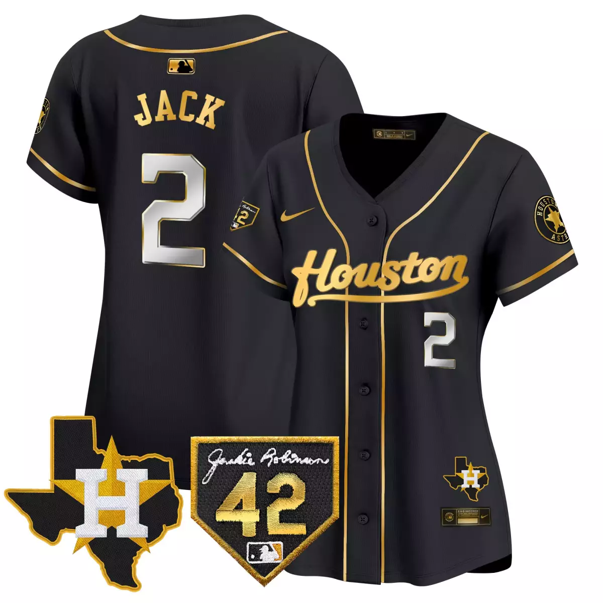 houston astros 2 jack black gold jersey 2024 jackie robinson patch vapor premier limited all stitched 6r0