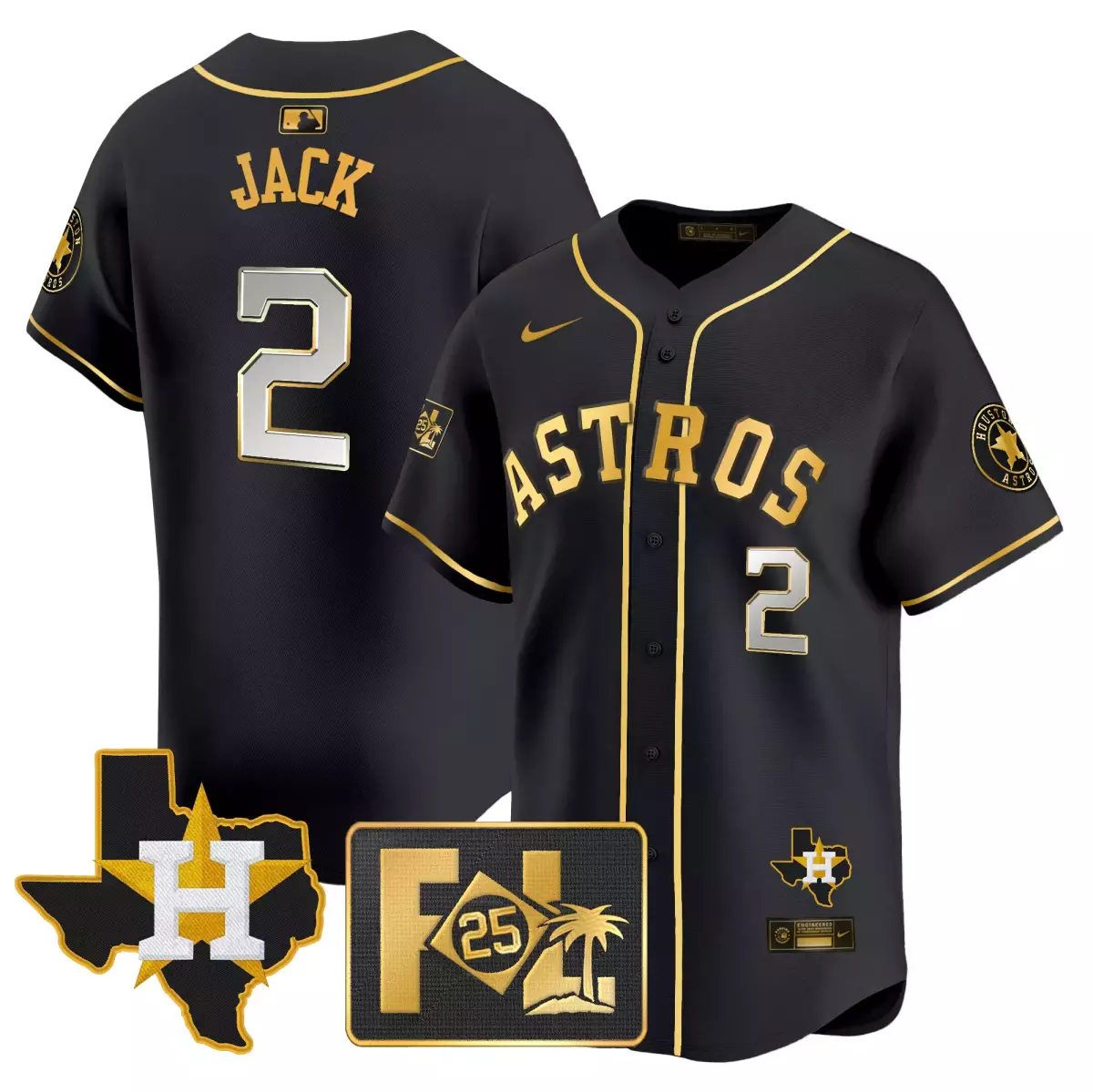 houston astros 2 jack black gold jersey 2024 jackie robinson patch vapor premier limited all stitched 6r0