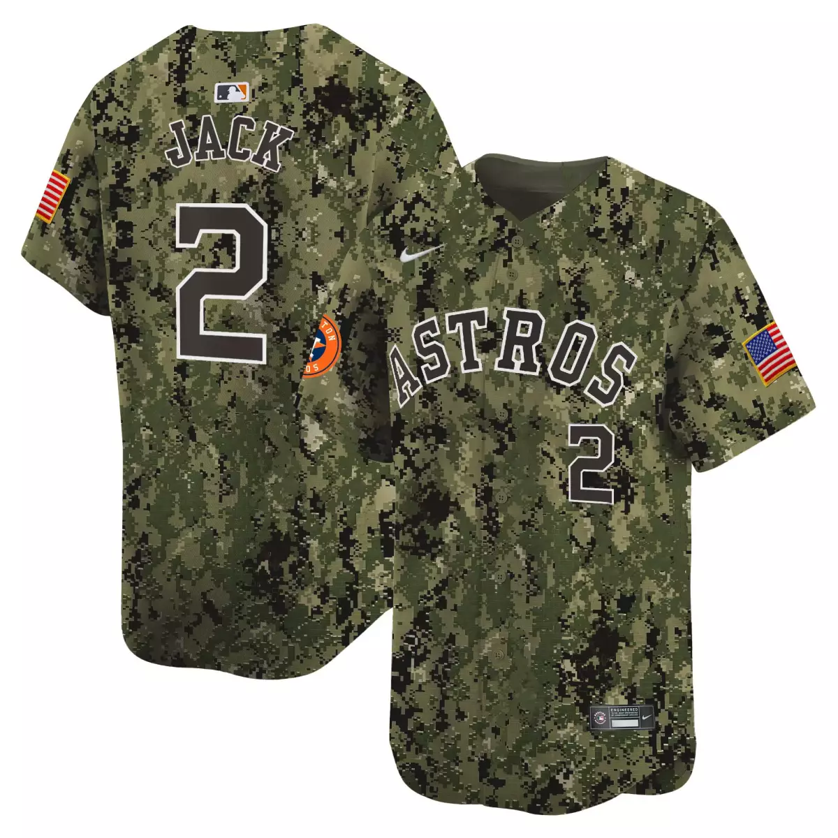 houston astros 2 jack green camo jersey usmc alternate vapor premier limited all stitched