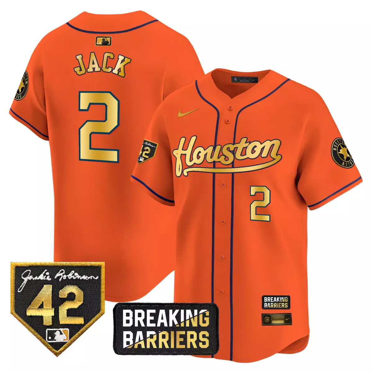 houston astros 2 jack orange jersey 2024 jackie robinson patch vapor premier limited all stitched lq1