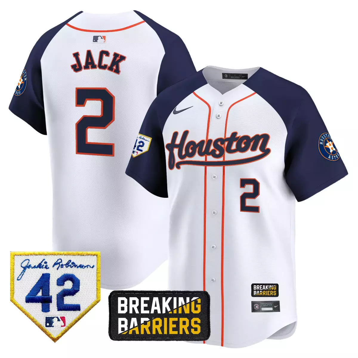 houston astros 2 jack orange jersey 2024 jackie robinson patch vapor premier limited all stitched lq1