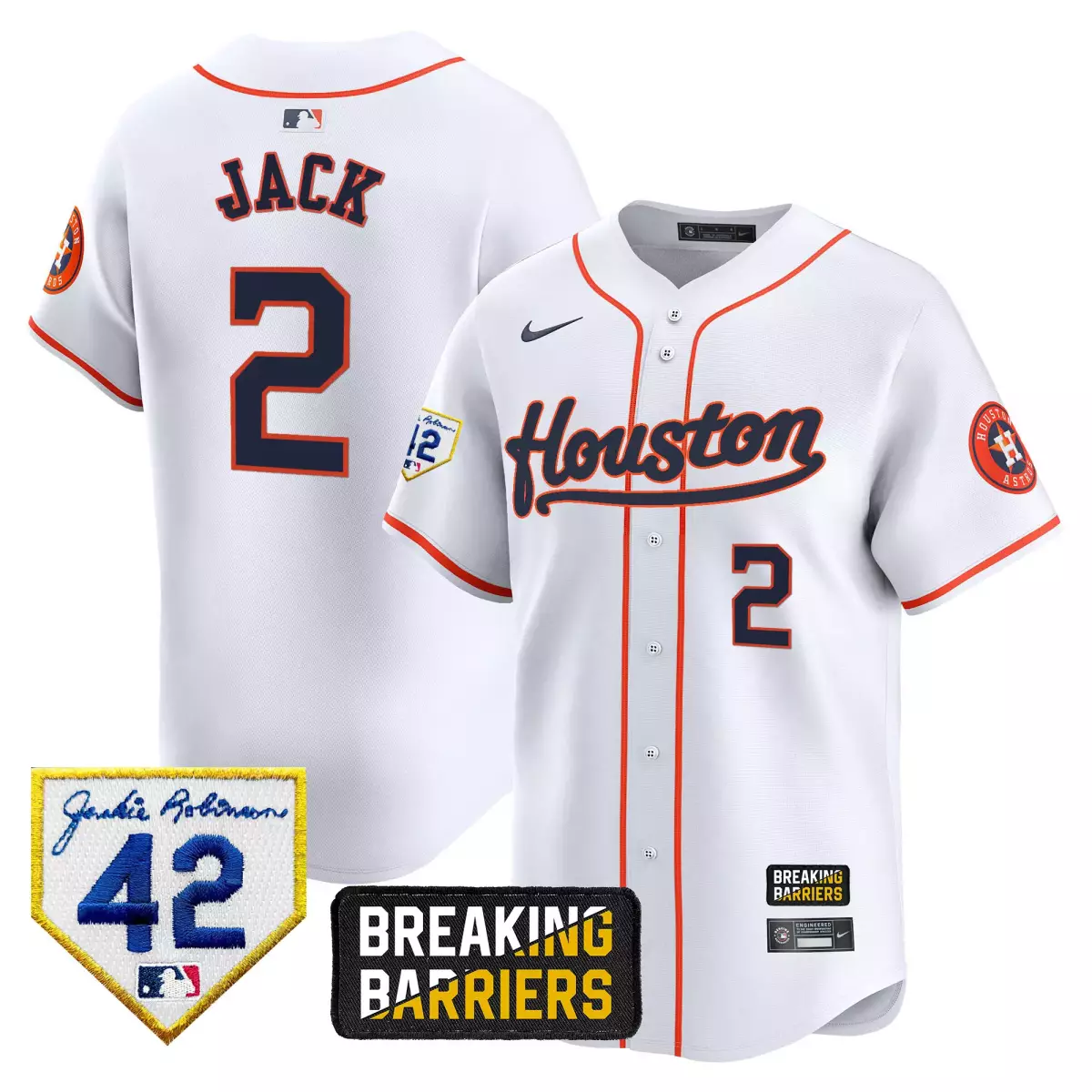 houston astros 2 jack orange jersey 2024 jackie robinson patch vapor premier limited all stitched lq1