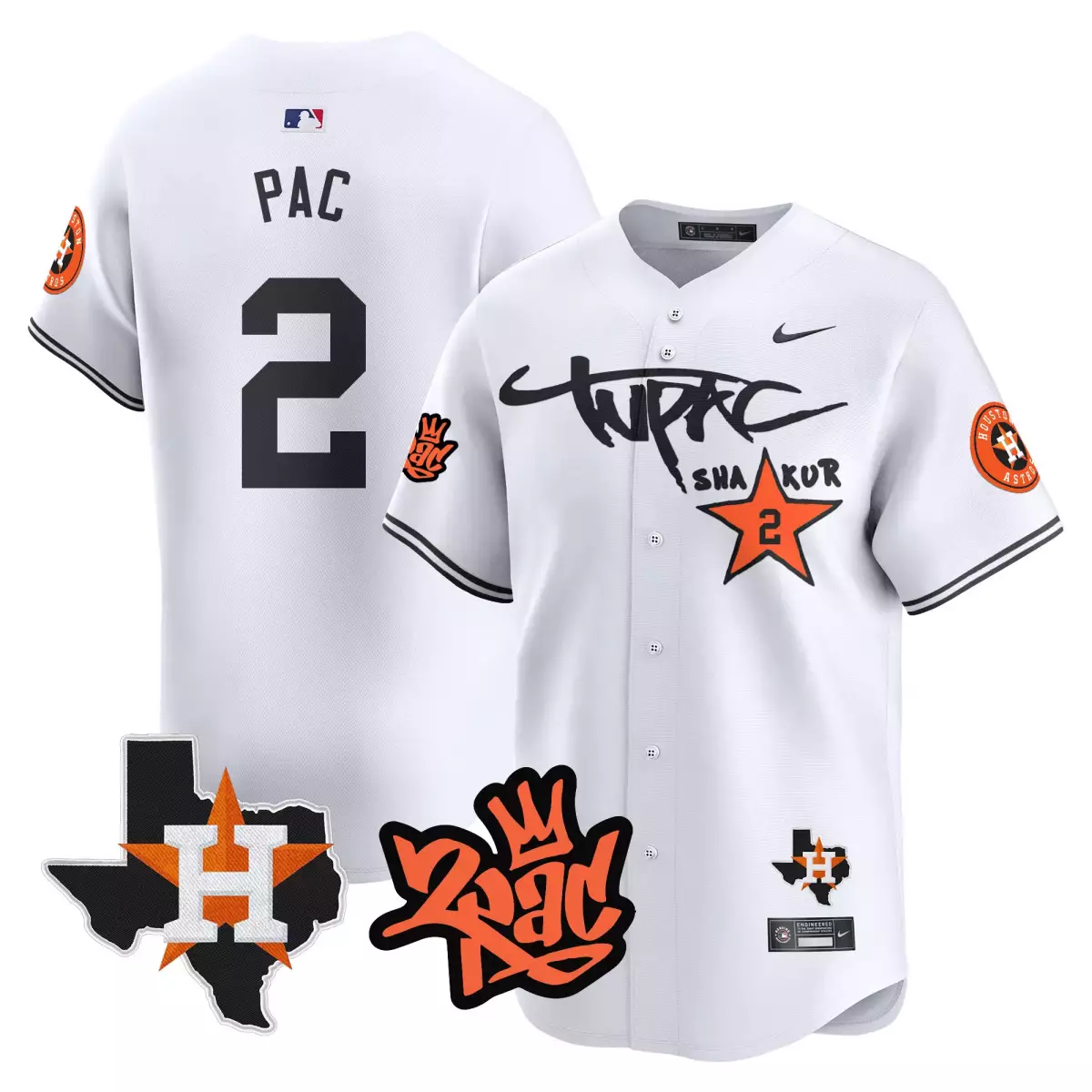 houston astros 2 pac orange jersey tupac shakur vapor premier limited all stitched