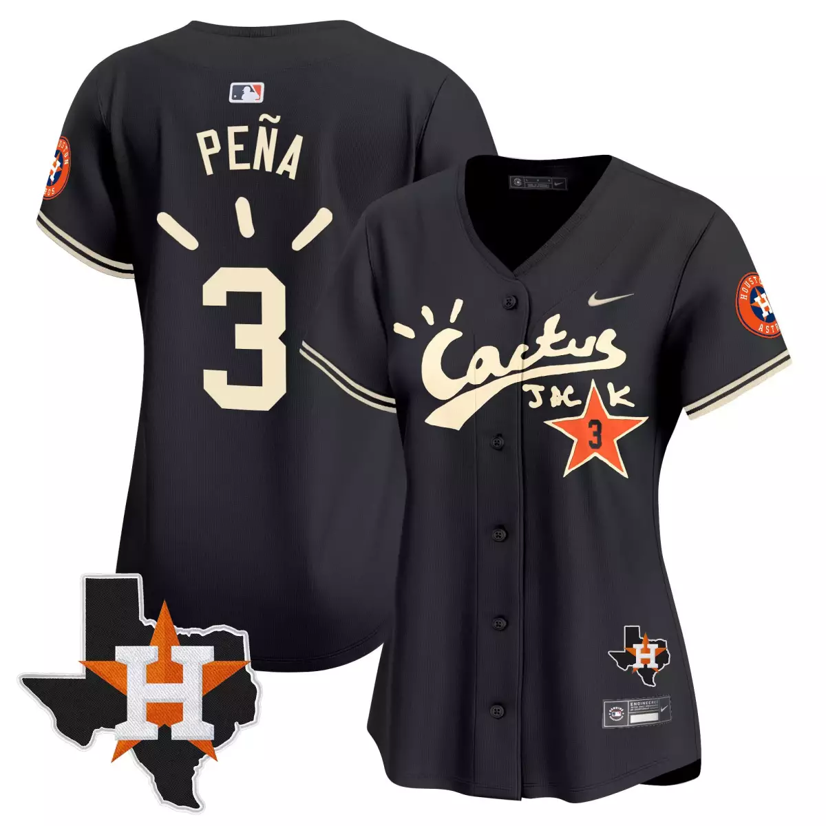 houston astros 3 pena black jersey cactus jack patch vapor premier limited v10 stitched csl