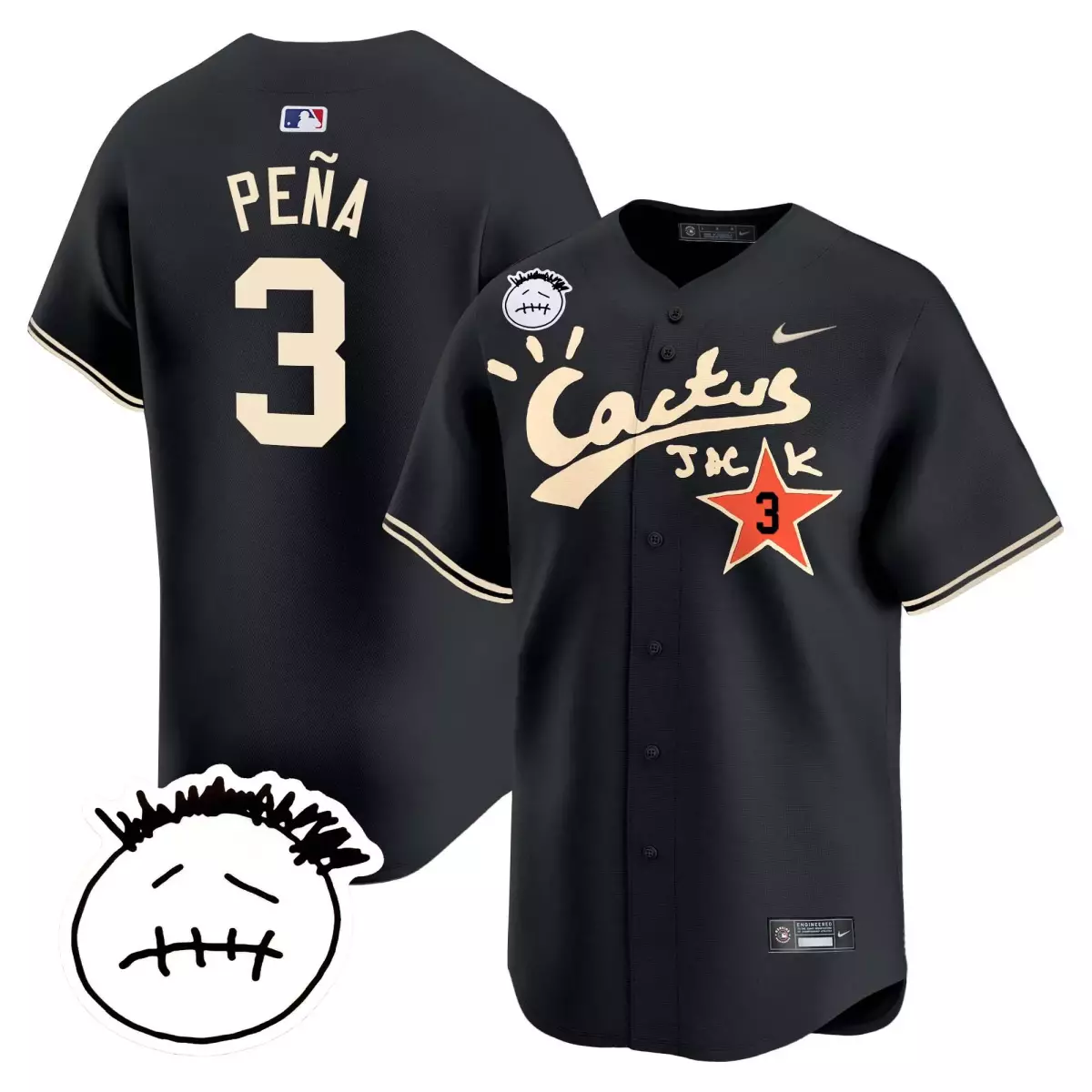 houston astros 3 pena black jersey cactus jack patch vapor premier limited v5 stitched