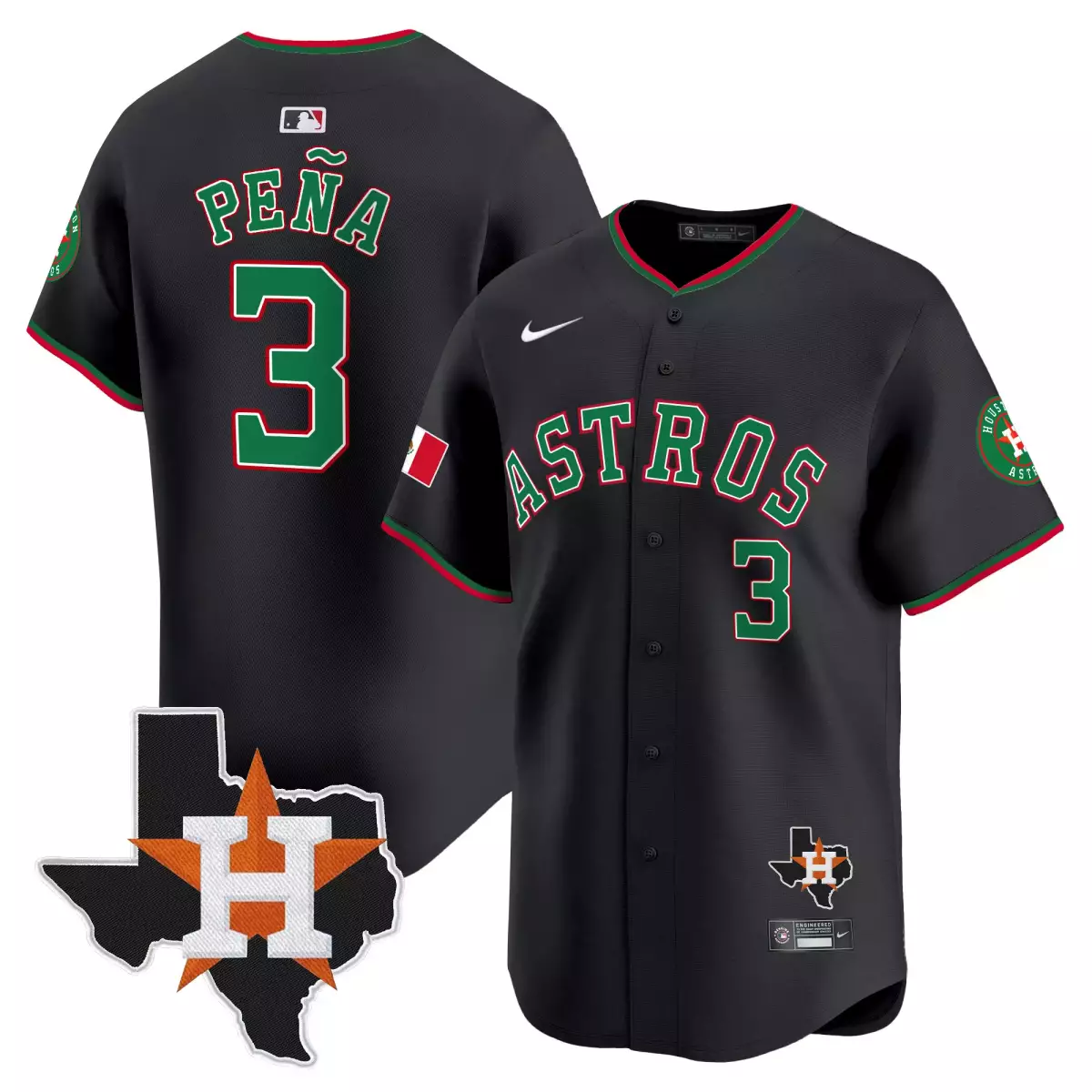 houston astros 3 pena black jersey mexico texas patch vapor premier limited v4 all stitched